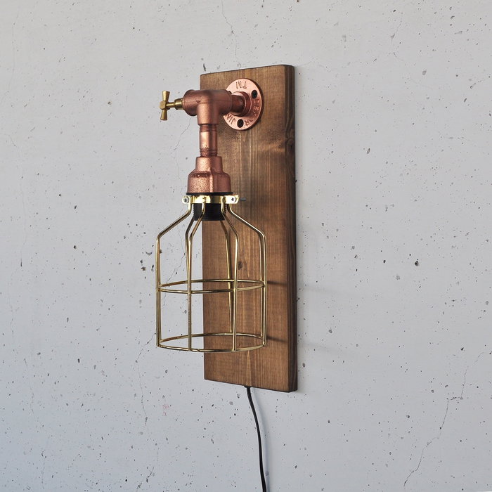 Opviq Lámpara de pared de madera y oro rosa Pp168